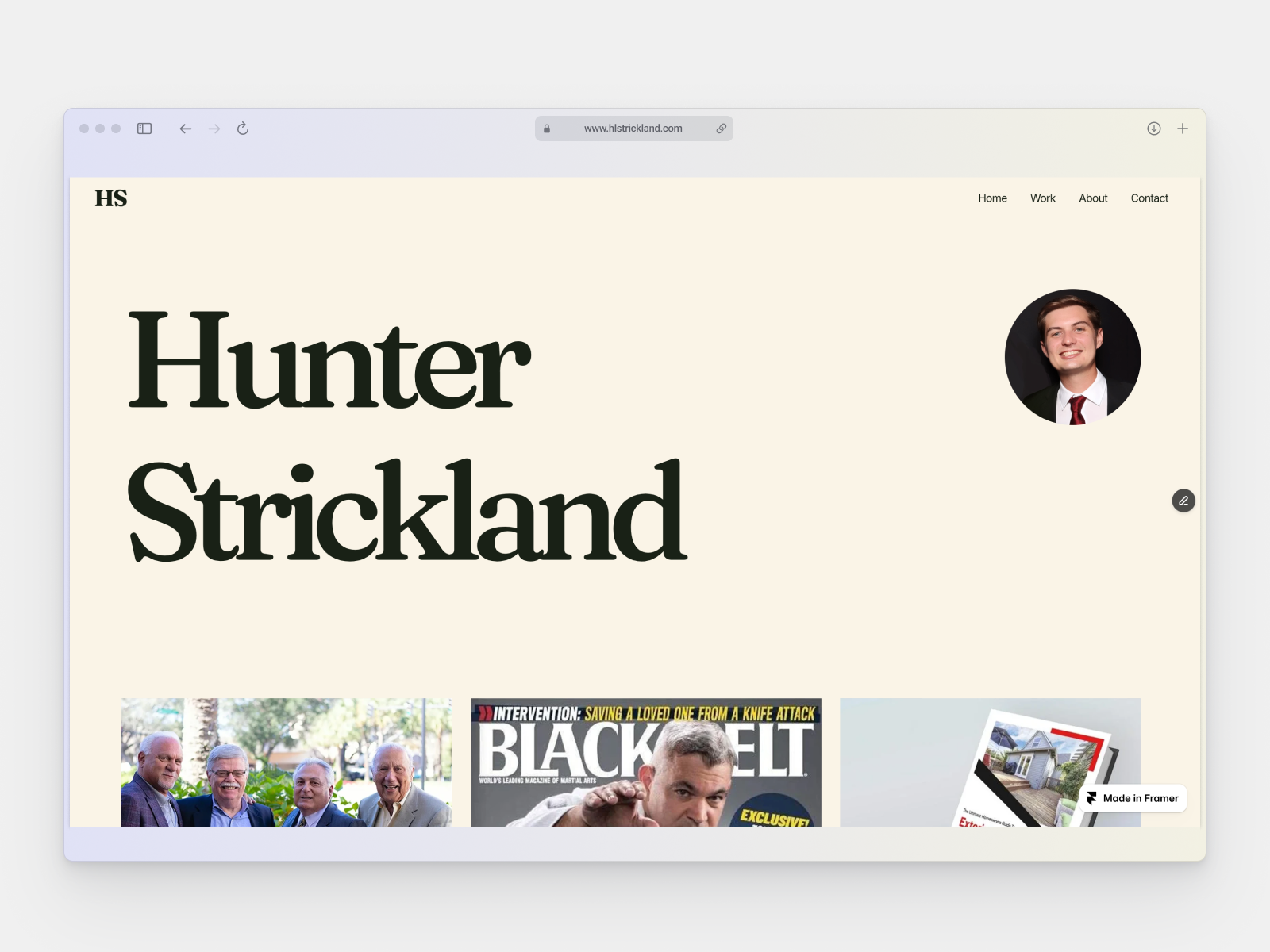 Hunter Strickland portfolio home page