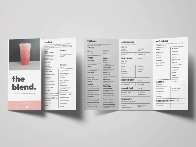 The Blend tri-fold menu